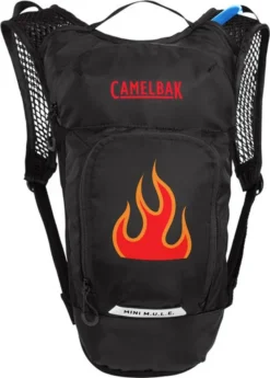 Camelbak Kids' Mini M.U.L.E. 50 Oz Hydration Pack - Black/Flames -Camping Series Store 2814002000 blackflames c 64953.1682017846