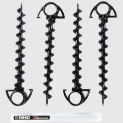 Ground Screw Stakes-4PK - Black